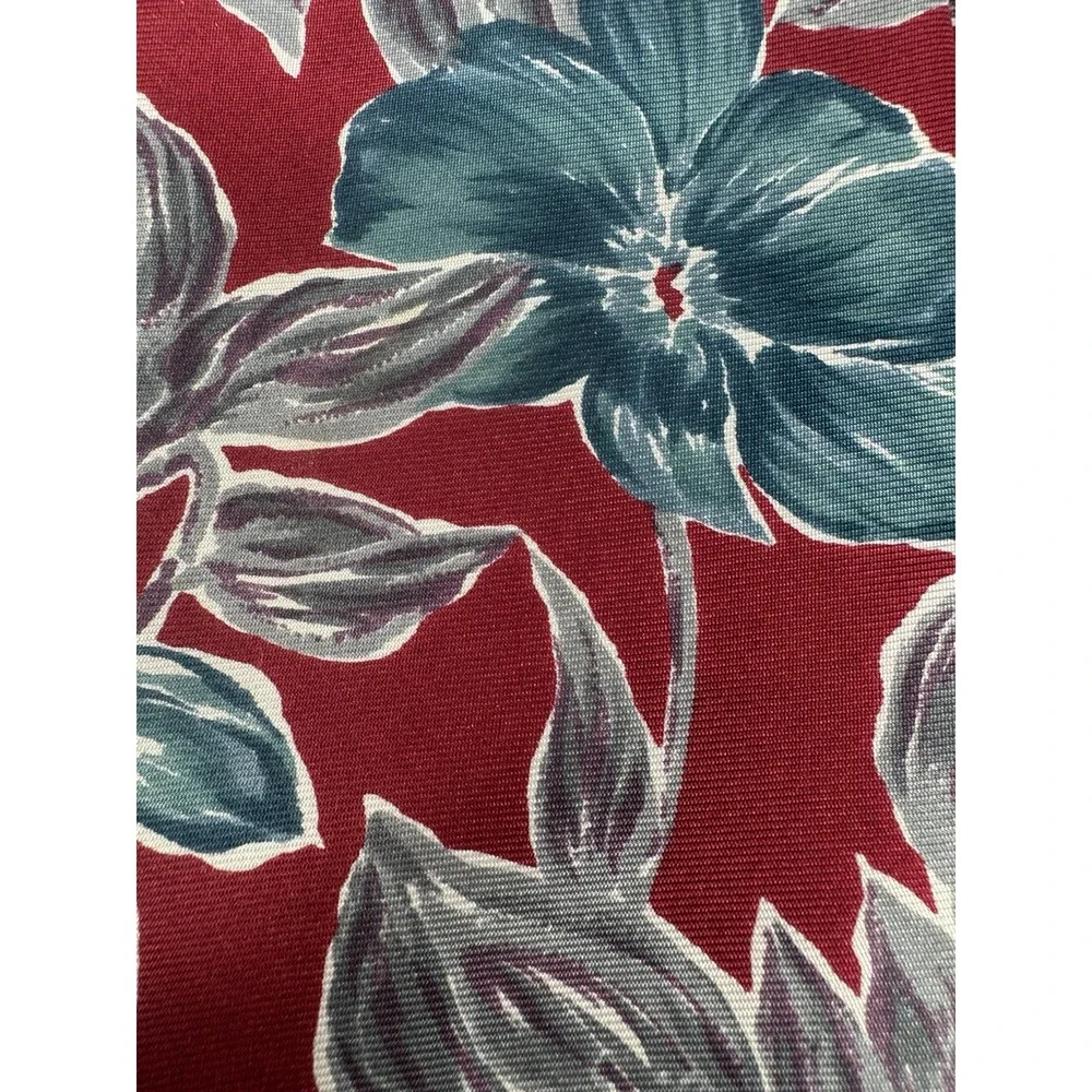 Red Tropical‎ Floral Necktie Hawaiian Hibiscus Print Men's Vacation Tie